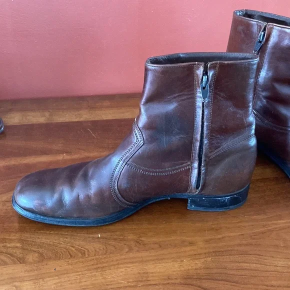 Vintage Florsheim Beatle boots Brown Side Zip Leather Size 11.5 - Picture 3 of 9